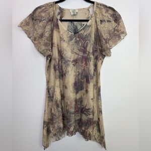 Y2K lace asymmetric fairy Print Women's Top size small whimsical